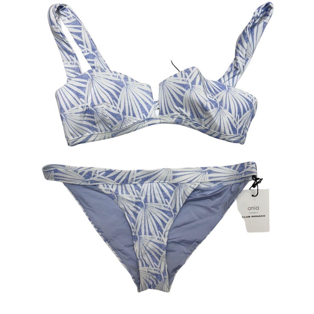 NWT Onia "Exclusively at Club Monaco" Purple Palm Geo Print Bikini Set $190.00